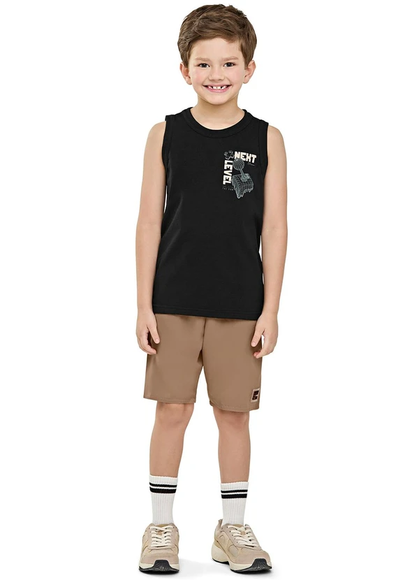 Elian - Conjunto Infantil Menino Curto Gamer Preto