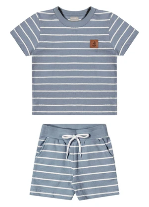 Colorittá - Conjunto Infantil Menino Curto Listrado Azul - COLORITTÁ