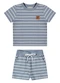 Colorittá - Conjunto Infantil Menino Curto Listrado Azul - variação: Azul