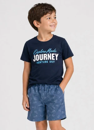 Select - Conjunto Infantil Menino Curto Meia Malha  Azul - SELECT