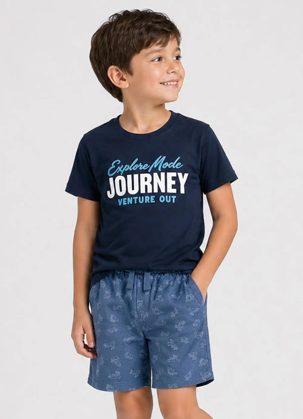 Select - Conjunto Infantil Menino Curto Meia Malha Azul
