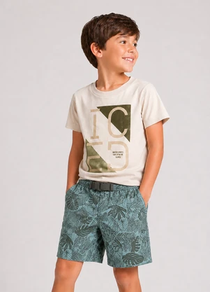 Select - Conjunto Infantil Menino Curto Meia Malha  Bege - SELECT