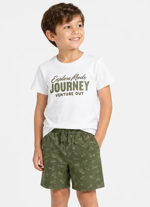 Select - Conjunto Infantil Menino Curto Meia Malha Branco - SELECT