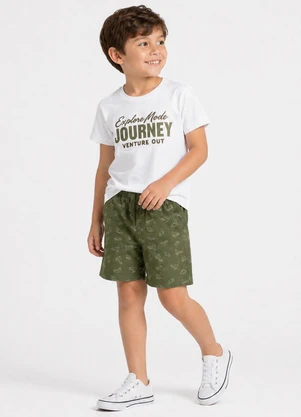 Select - Conjunto Infantil Menino Curto Meia Malha Branco - SELECT