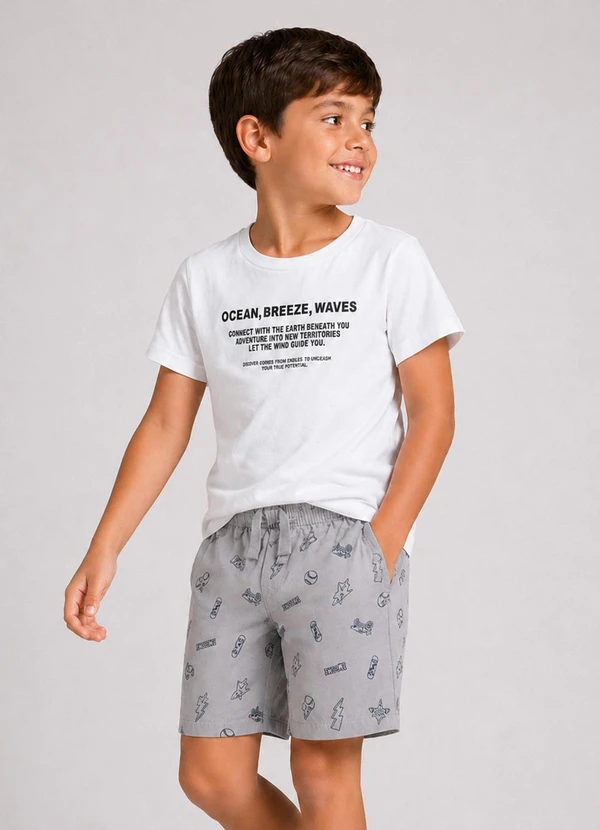 Select - Conjunto Infantil Menino Curto Meia Malha Branco