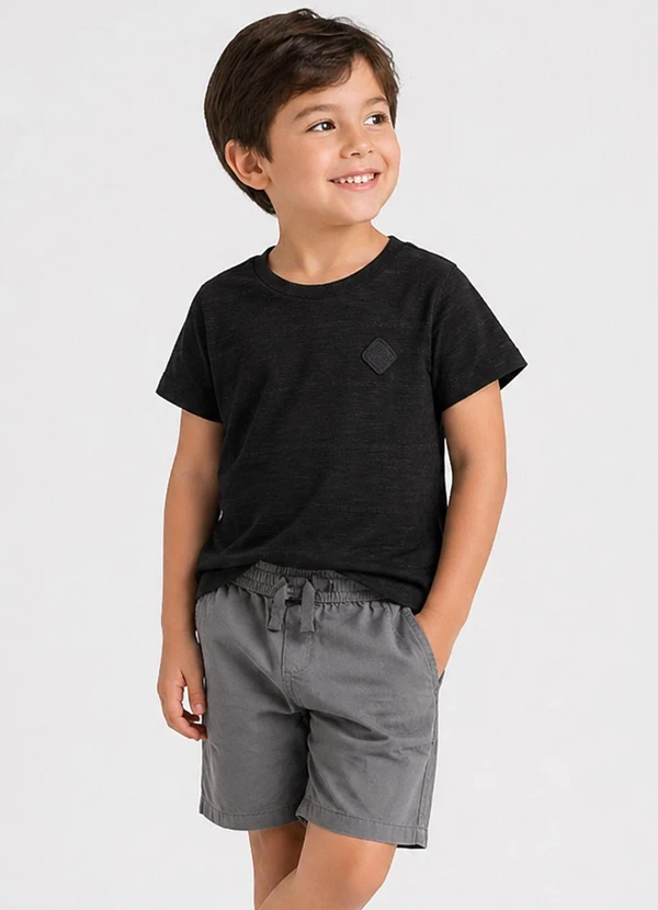 Select - Conjunto Infantil Menino Curto Meia Malha Preto