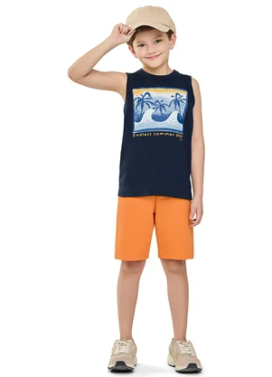 Elian - Conjunto Infantil Menino Curto Moletom Azul - ELIAN