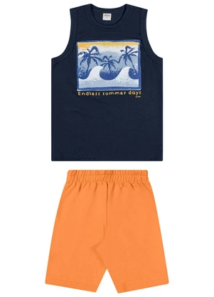 Elian - Conjunto Infantil Menino Curto Moletom Azul - ELIAN