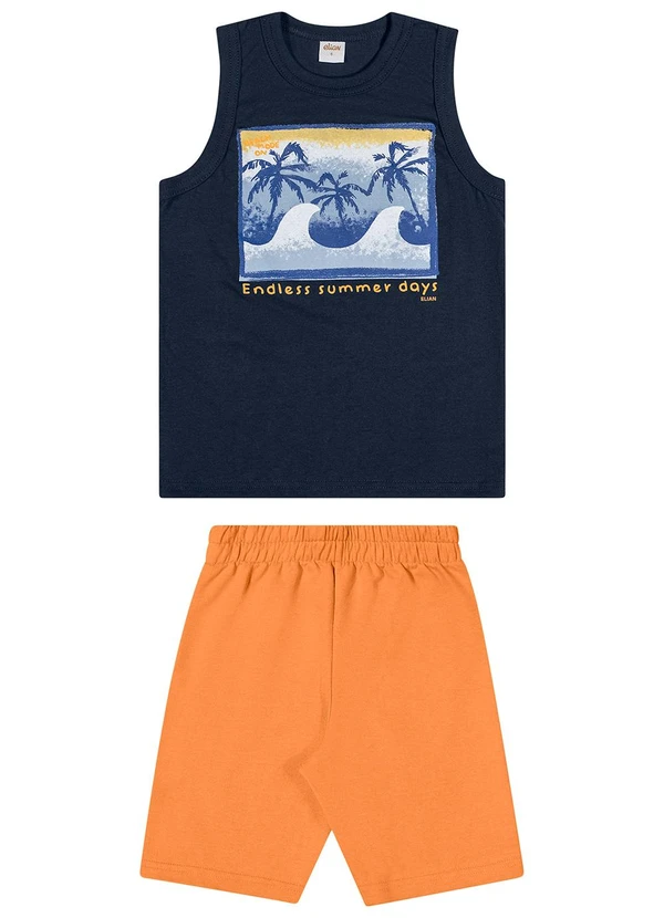 Elian - Conjunto Infantil Menino Curto Moletom Azul 2