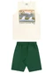 Elian - Conjunto Infantil Menino Curto Moletom Azul - variação: Bege