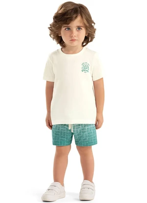 Colorittá - Conjunto Infantil Menino Curto Ondas Bege - COLORITTÁ