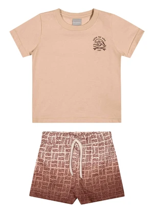 Colorittá - Conjunto Infantil Menino Curto Ondas Marrom - COLORITTÁ