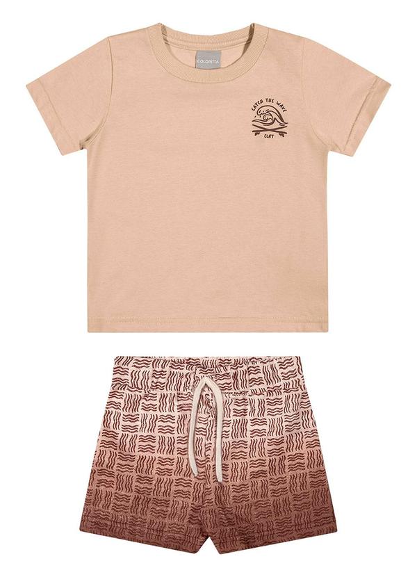 Colorittá - Conjunto Infantil Menino Curto Ondas Marrom