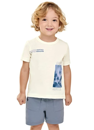Elian - Conjunto Infantil Menino Curto Surf Bege - ELIAN