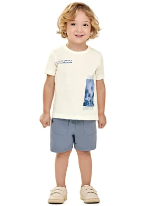 Elian - Conjunto Infantil Menino Curto Surf Bege - ELIAN