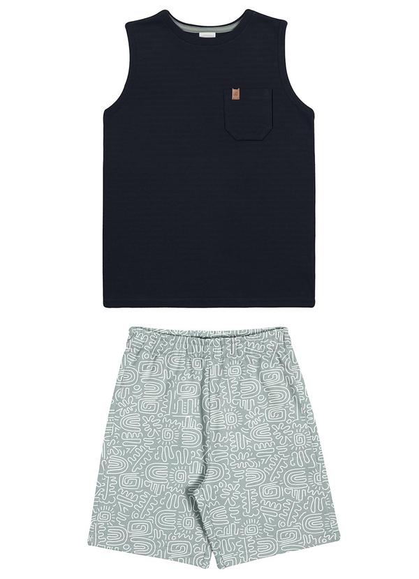 Alakazoo - Conjunto Infantil Menino de Algodão com Regata  Azul Marinho