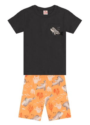 Brandili - Conjunto Infantil Menino de Baleia Cinza - BRANDILI