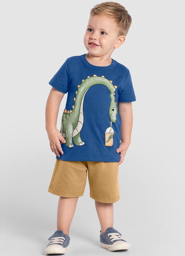 Brandili - Conjunto Infantil Menino de Dinossauro Azul