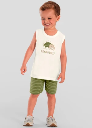 Brandili - Conjunto Infantil Menino de Dinossauro Natural - BRANDILI