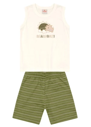 Brandili - Conjunto Infantil Menino de Dinossauro Natural - BRANDILI