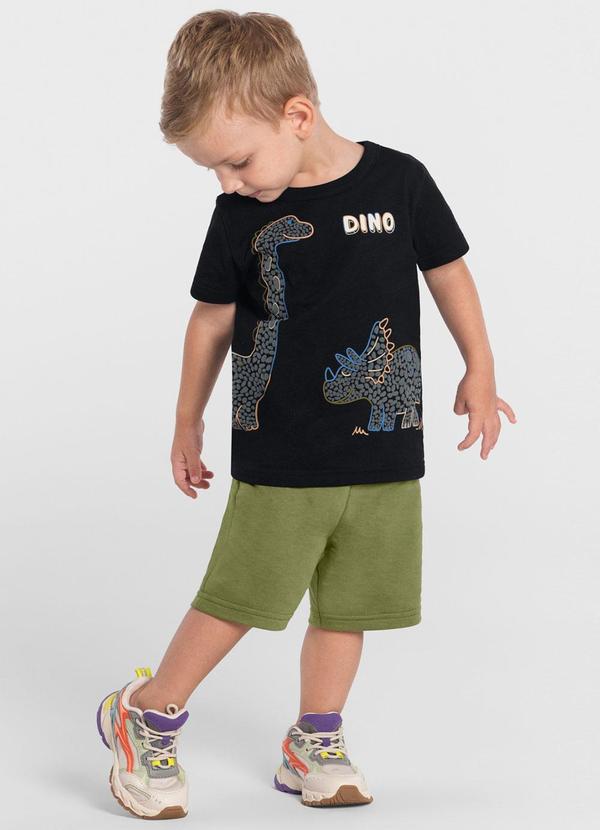 Brandili - Conjunto Infantil Menino de Dinossauro Preto