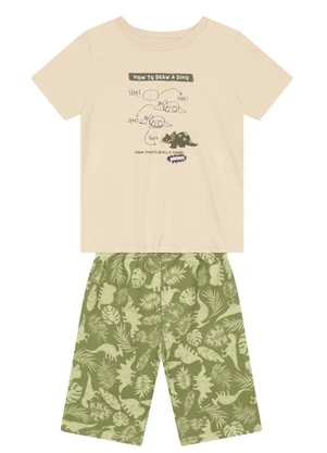 Brandili - Conjunto Infantil Menino de Dinossauros Natural - BRANDILI