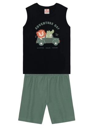Brandili - Conjunto Infantil Menino de Leãozinho Preto - BRANDILI
