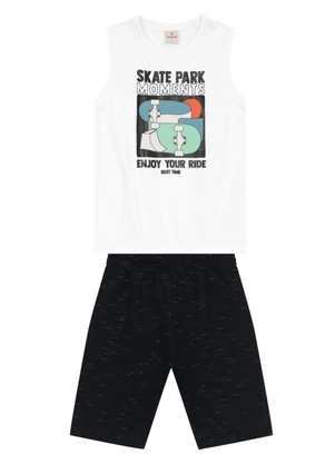 Brandili - Conjunto Infantil Menino de Skate em Gel Branco - BRANDILI