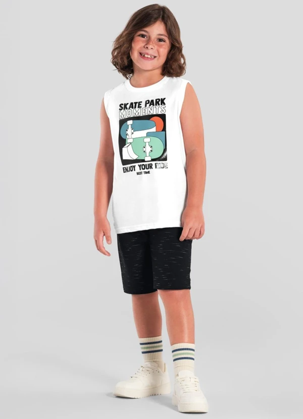 Brandili - Conjunto Infantil Menino de Skate em Gel Branco