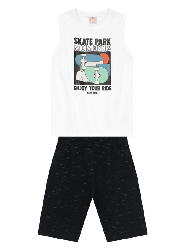 Brandili - Conjunto Infantil Menino de Skate em Gel Branco 2
