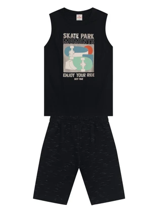 Brandili - Conjunto Infantil Menino de Skate em Gel Preto - BRANDILI