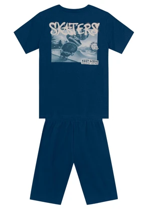 Brandili - Conjunto Infantil Menino de Skate em Puff Azul - BRANDILI