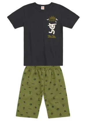 Brandili - Conjunto Infantil Menino de Surf em Puff Cinza - BRANDILI