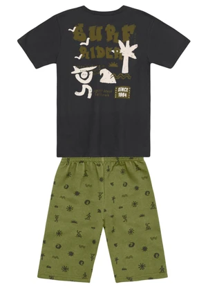 Brandili - Conjunto Infantil Menino de Surf em Puff Cinza - BRANDILI