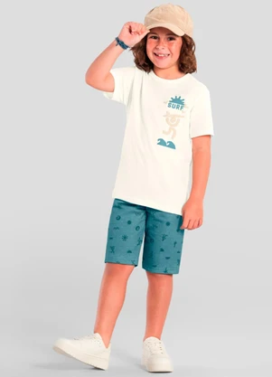 Brandili - Conjunto Infantil Menino de Surf em Puff Natural - BRANDILI