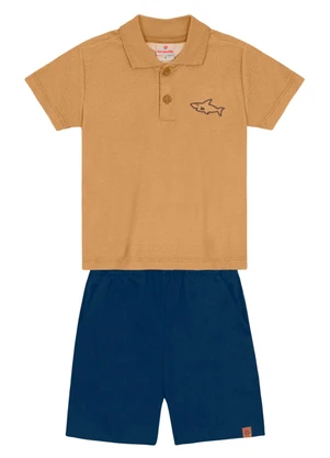 Brandili - Conjunto Infantil Menino de Tubarão Marrom - BRANDILI