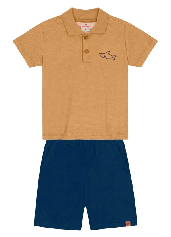 Brandili - Conjunto Infantil Menino de Tubarão Marrom