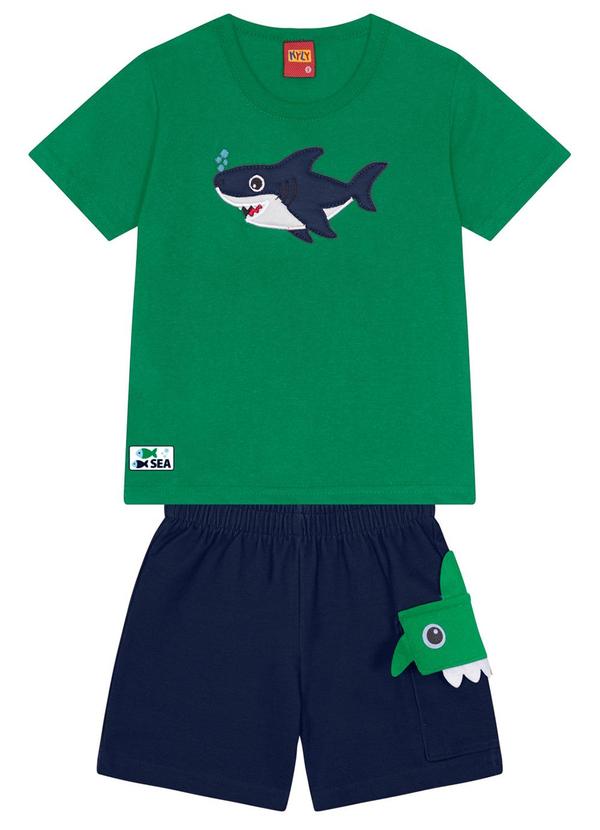 Kyly - Conjunto Infantil Menino de Tubarão Verde