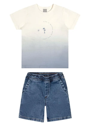 Colorittá - Conjunto Infantil Menino Degradê Tropical Bege - COLORITTÁ