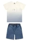 Colorittá - Conjunto Infantil Menino Degradê Tropical Bege - variação: Bege