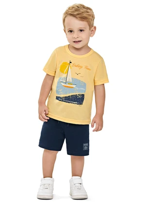 Elian - Conjunto Infantil Menino Desenho Barco Amarelo - ELIAN