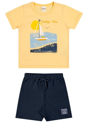 Elian - Conjunto Infantil Menino Desenho Barco Amarelo - ELIAN