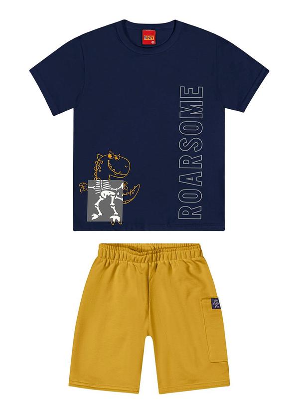 Kyly - Conjunto Infantil Menino Dinossauro Azul Marinho