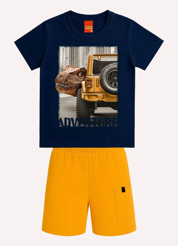 Kyly - Conjunto Infantil Menino Dinossauro Azul Marinho