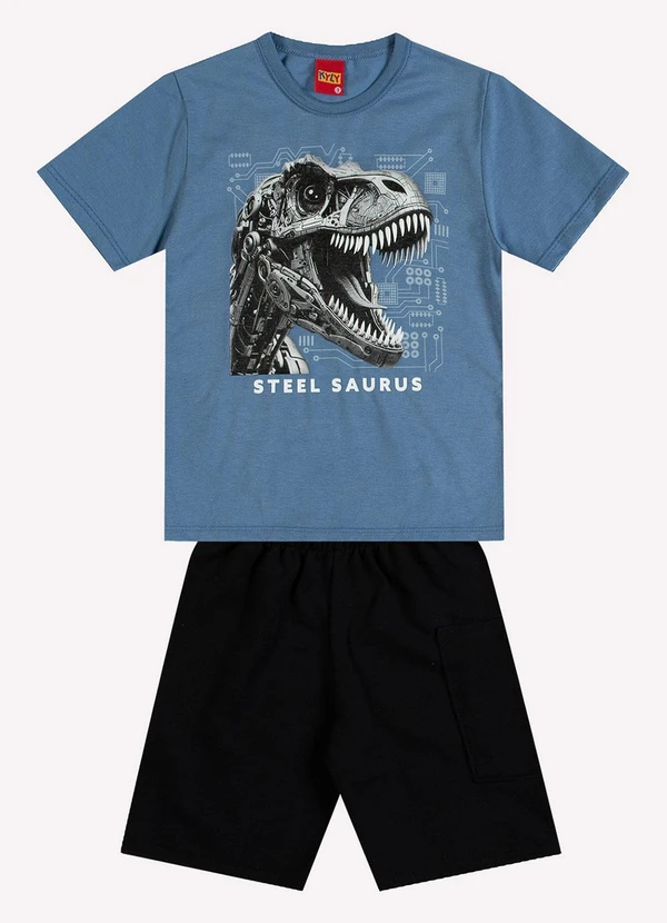 Kyly - Conjunto Infantil Menino Dinossauro Azul