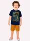 Kyly - Conjunto Infantil Menino Dinossauro Amarelo - variação: Azul