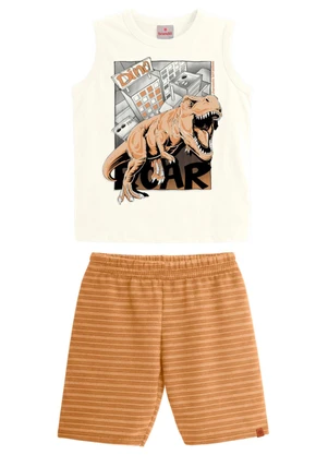 Brandili - Conjunto Infantil Menino Dinossauro Bege - BRANDILI