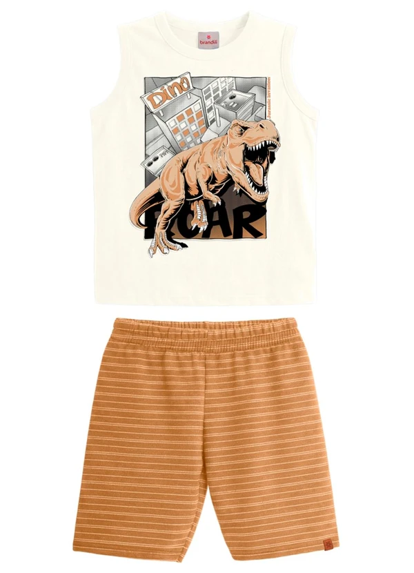 Brandili - Conjunto Infantil Menino Dinossauro Bege
