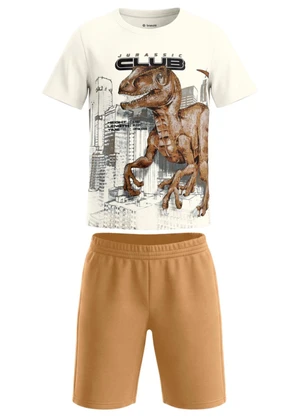 Brandili - Conjunto Infantil Menino Dinossauro Bege - BRANDILI