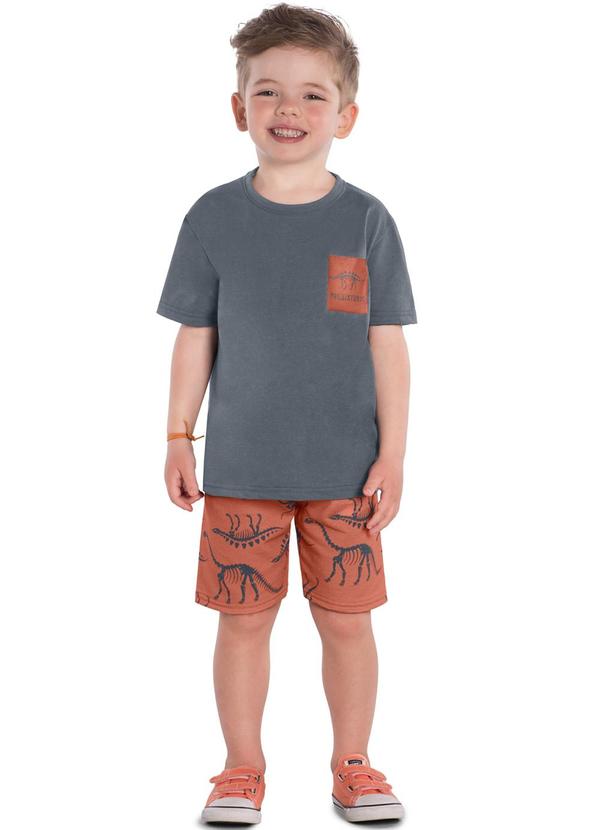 Kyly - Conjunto Infantil Menino Dinossauro Cinza